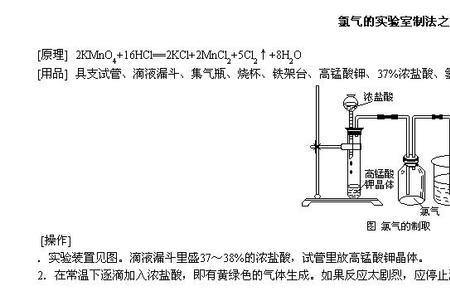 制氯气的四种方法的化学方程式