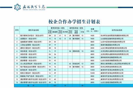 威海职业学院计划数是什么意思