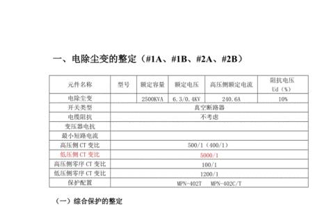 变压器整定值倍数的规定