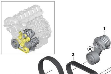 宝马5系发动机皮带绕法