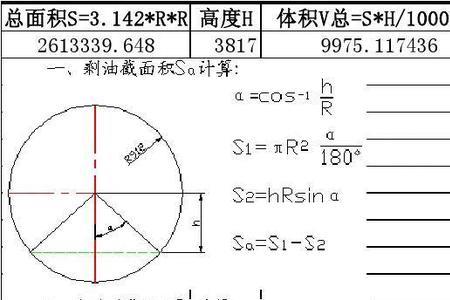 卧式计量罐体积计算公式