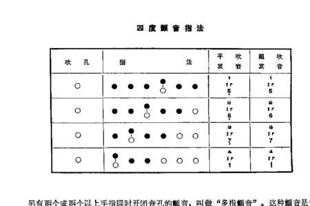 笛子倍高音指法表