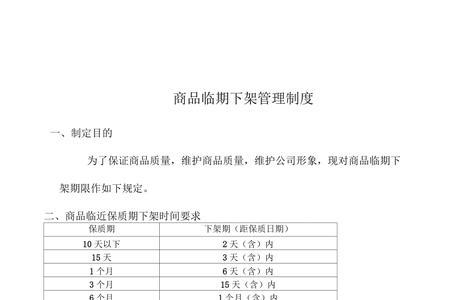 食品临期下架标准表