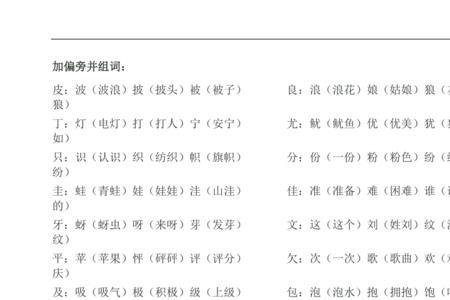 给参加部首组成新字再组词