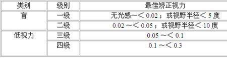 盲人评残最新标准