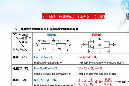 初中物理能量公式