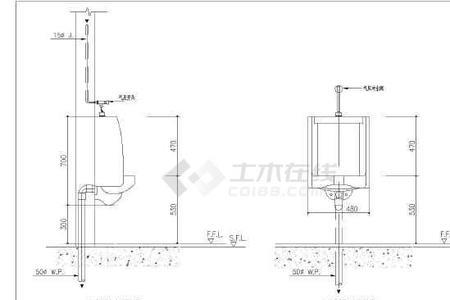 小便器上下水预留尺寸