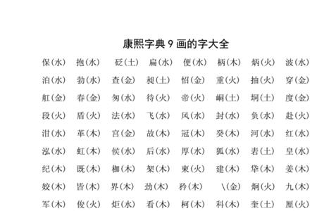 康熙字典九画带白字部的字