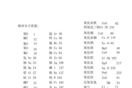 相对分子质量与质量换算公式