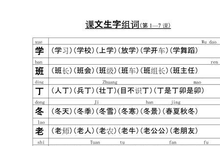 立字组词造句一年级