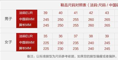 匹克斗转鞋码配对表