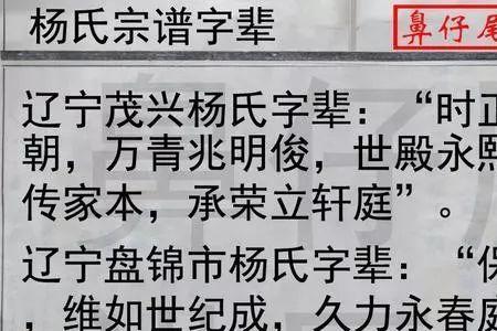 杨氏24个字辈怎么排