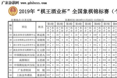 第四届象棋国手杯排名