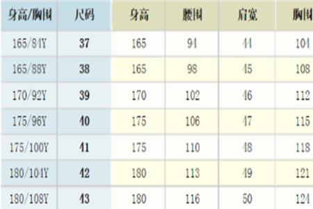 肩宽49对应尺码男士