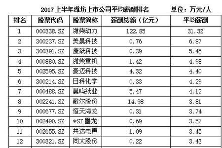 潍坊上市公司一览表