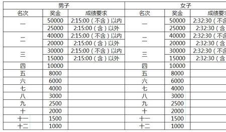 马拉松20公里奖金