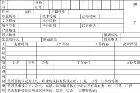 入职登记表照片是什么意思