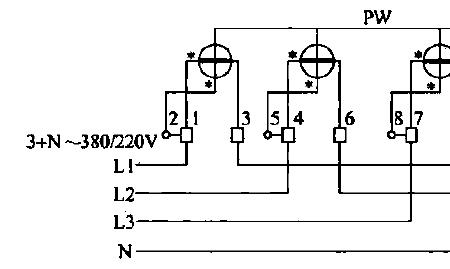 三相四线电度表直通式接法