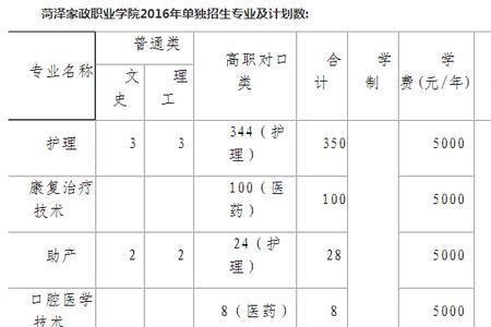 菏泽职业学院有护理专业不