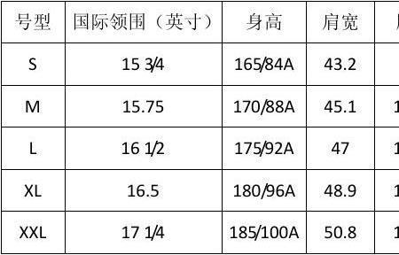 上衣40的尺寸标准