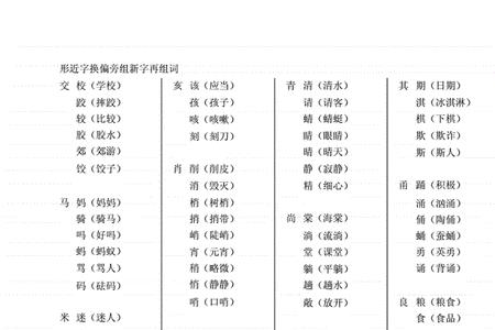 金字换偏旁组成新字再组词