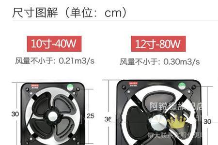 10寸排气扇尺寸规格表