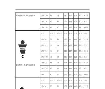 西装工作服尺寸