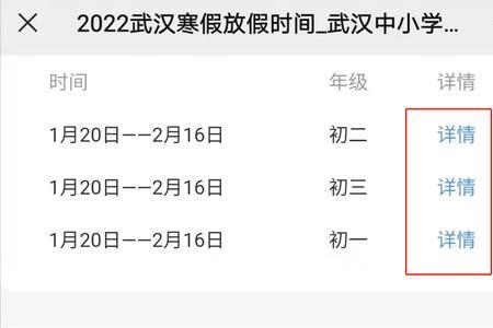 2022年武汉高校寒假放假时间表