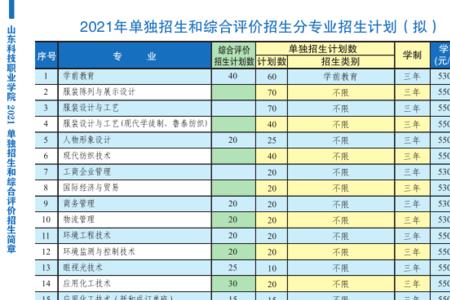 山东科技职业学院综评招多少人