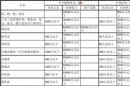 企业大小分类标准