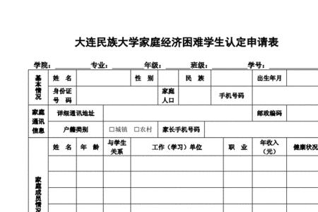 家庭经济困难申请表有什么用