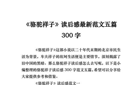 骆驼祥子第9章读后感50字以内