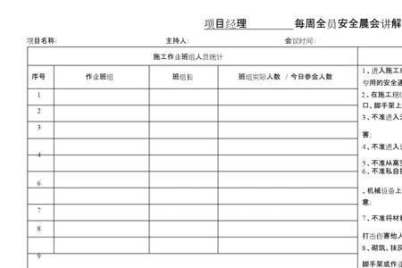 车间早会表格怎么制作