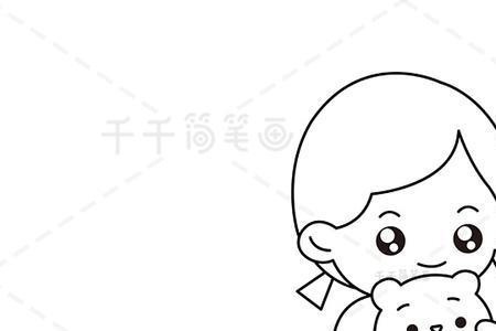 小女孩趴在窗户上简笔画