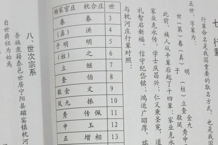 河南开封杨氏族谱字辈大全