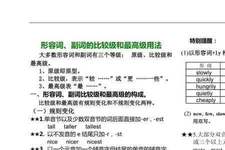 past的比较级和最高级