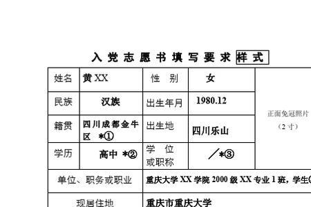 入党相片规格