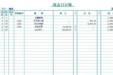 出纳现金日记账表格函数公式