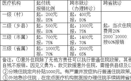 安徽省同省跨市医保报销比例