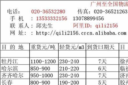 广东到天津物流几天