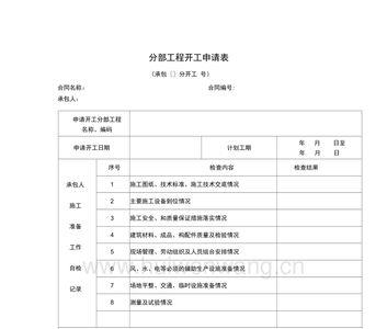 分部工程开工时间怎样填写