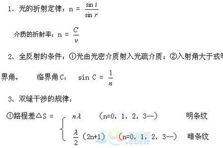 初三物理光学公式有哪些