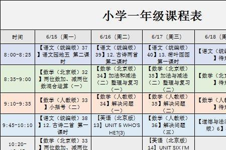 小学课程表每周都一样吗