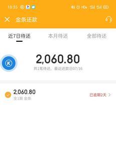 京东金条逾期多少天会上征信