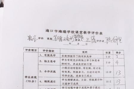 初中数学公开课评语