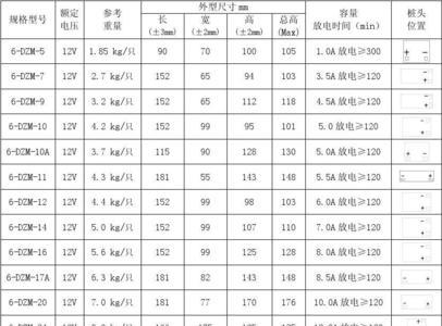 铅酸电池重量标准表