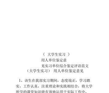 实习评语简短15字左右