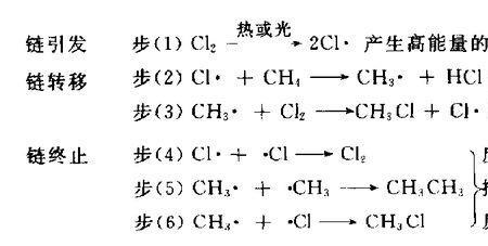 一氯甲烷到四氯甲烷的方程式