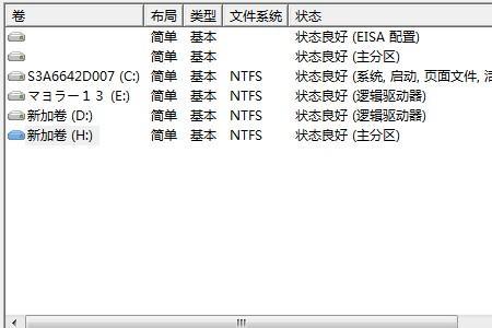 一般电脑磁盘分区名称