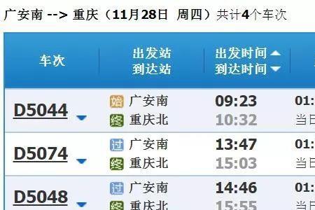 广安到泸州火车时刻表